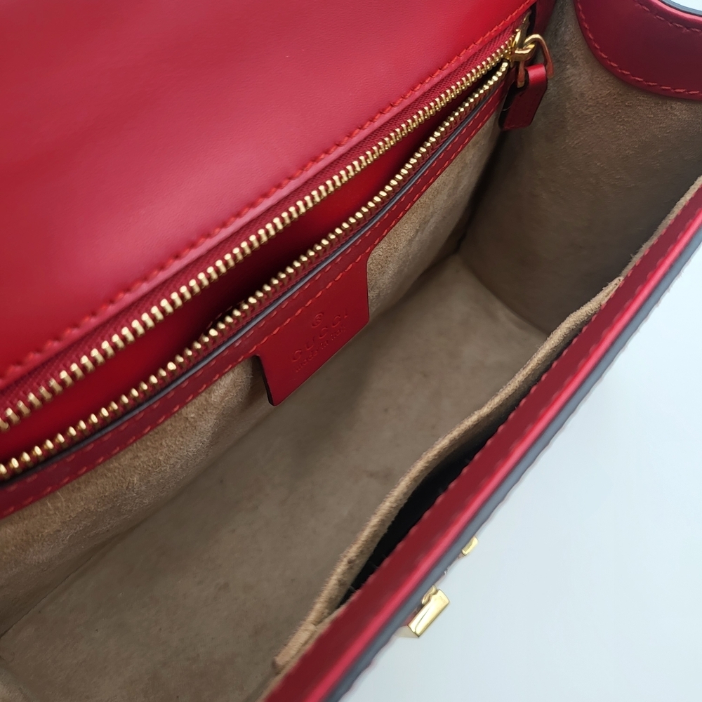 GUCCI Red Calfskin Leather Small Sylvie Shoulder Bag..Authentic.. - Picture 10 of 16